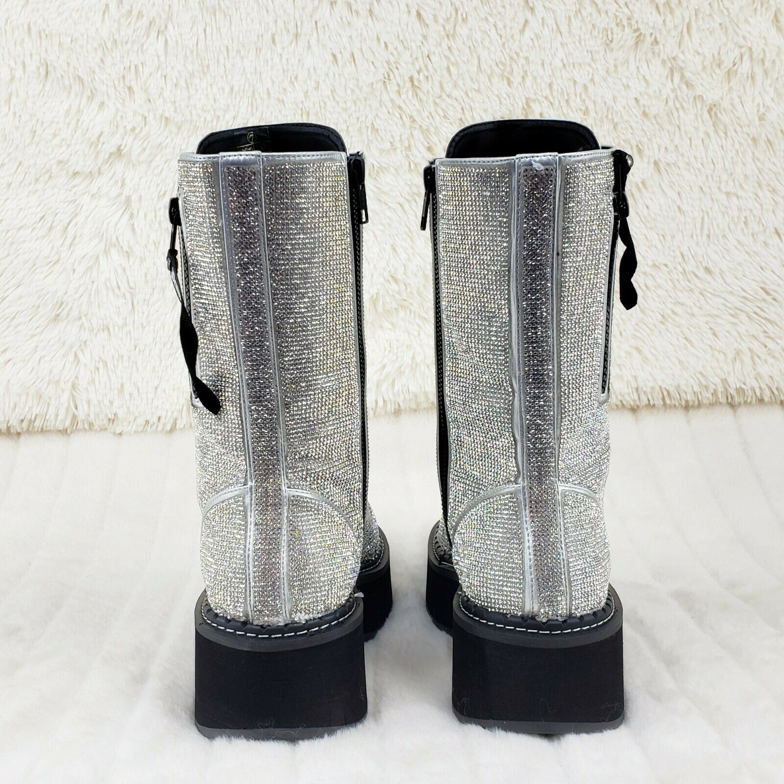 Demonia Emily 330R Rhinestone 2" Platform Combat Boots 6-12 NY - Totally Wicked Footwear