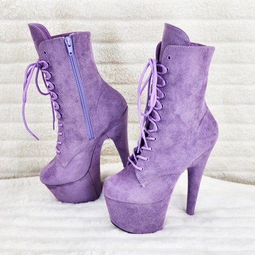 Adore 1020FS Lavender Lilac Purple Faux Suede  7" Heel Platform Ankle Boots NY - Totally Wicked Footwear