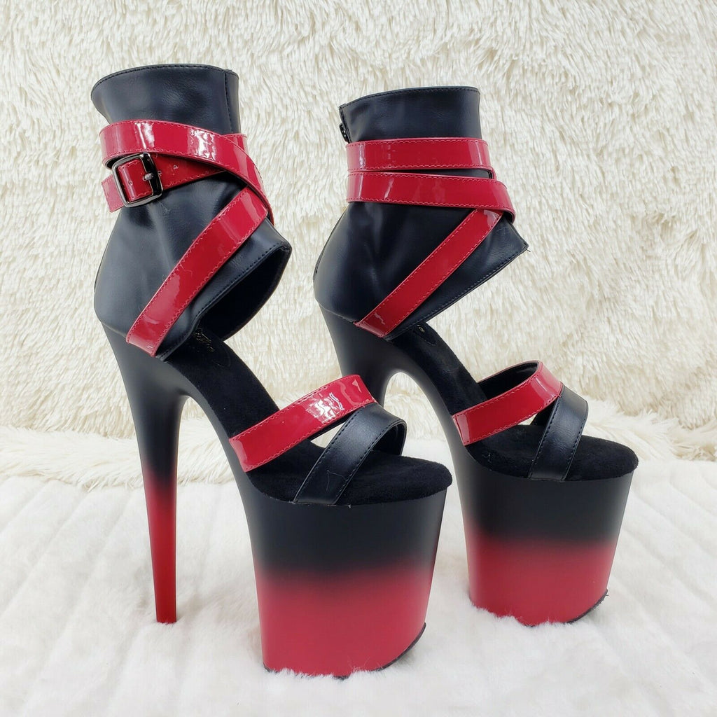 Flamingo 80015 Two Tone Red Black 8" High Heel Shoe Size 7-12 NY - Totally Wicked Footwear