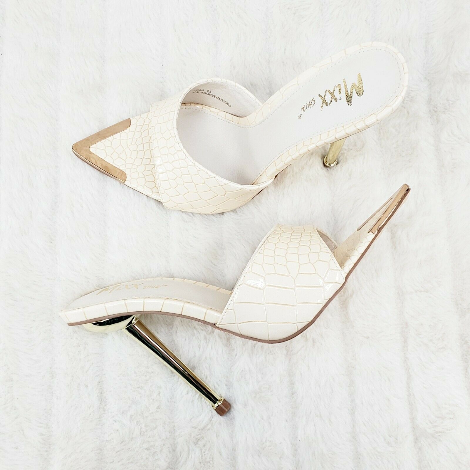 Venus Nude Slim High Heel Pointy Toe Slip On Sandals Slides Clogs - Totally Wicked Footwear
