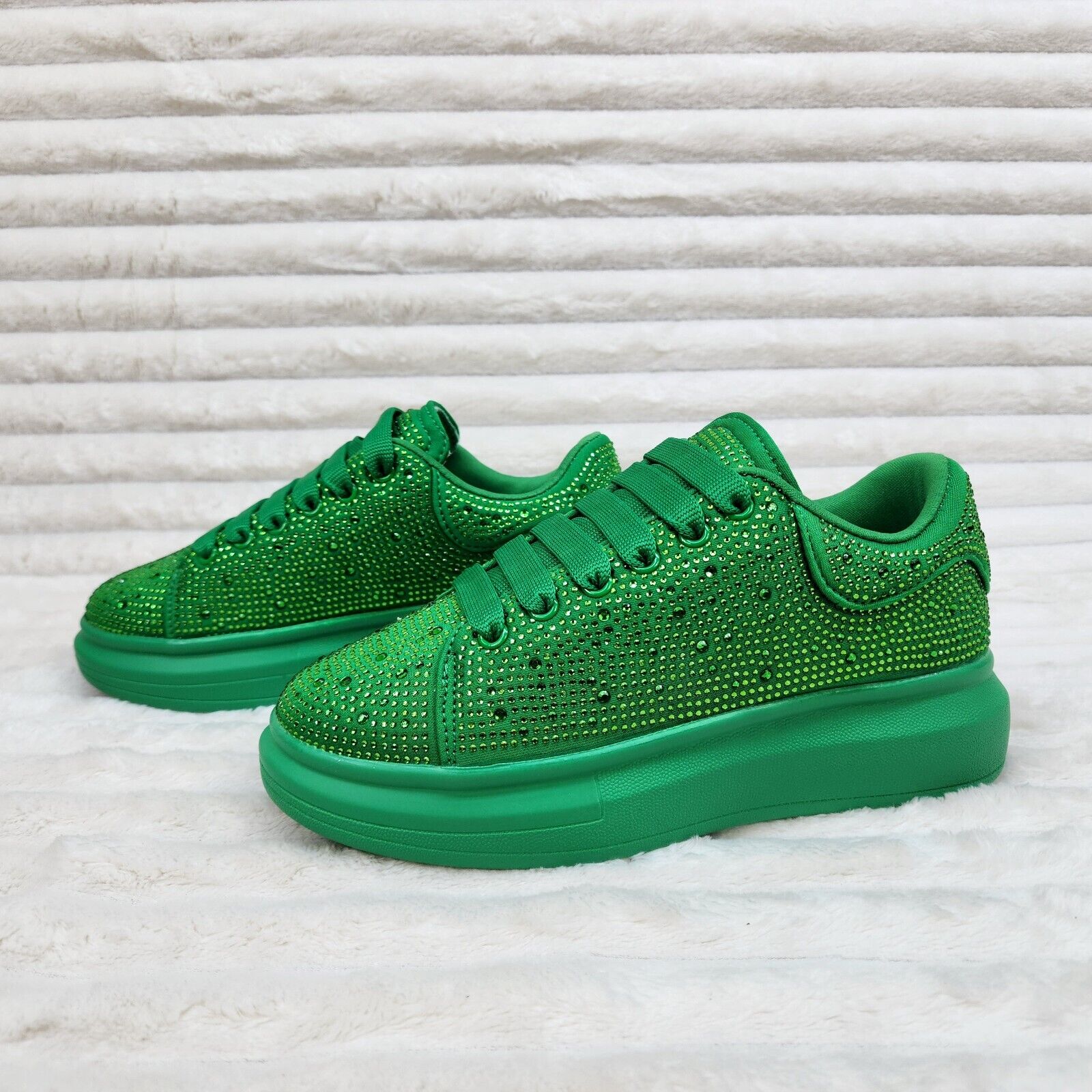 Cush Baby Green Rhinestone Sneakers Tennis Shoes - Totally Wicked Footwear