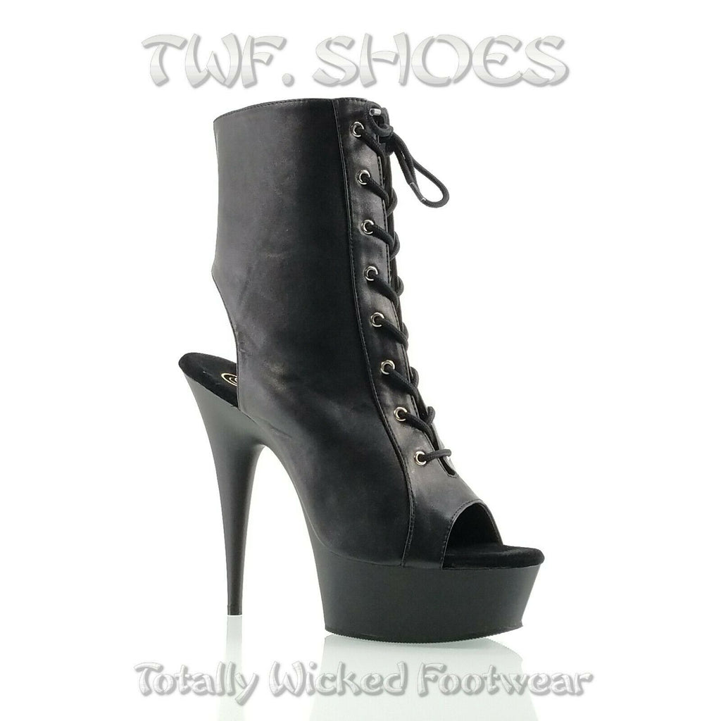 Delight 1028 Black Matte Lace Up Platform Ankle Boots Sizes 11 - 14 NY - Totally Wicked Footwear