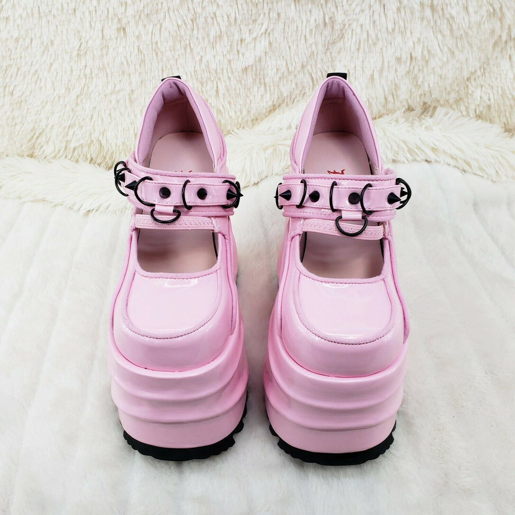 Wave 48- 6" Platform Pink Patent Goth Punk Mary Jane Shoes In House - Totally Wicked Footwear