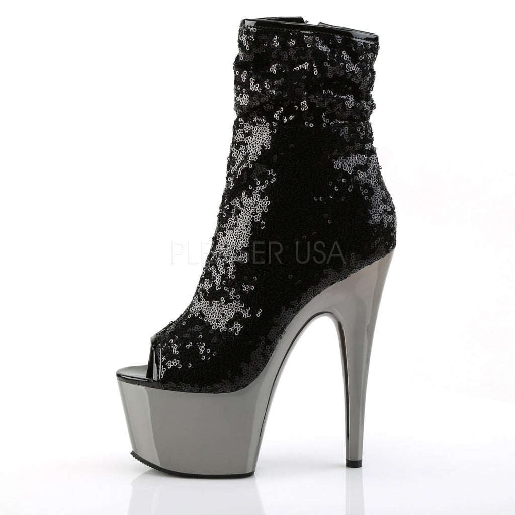 Adore 1008SQ Black Sequin Ankle Boots 7 Inch Platform Heel - Totally Wicked Footwear