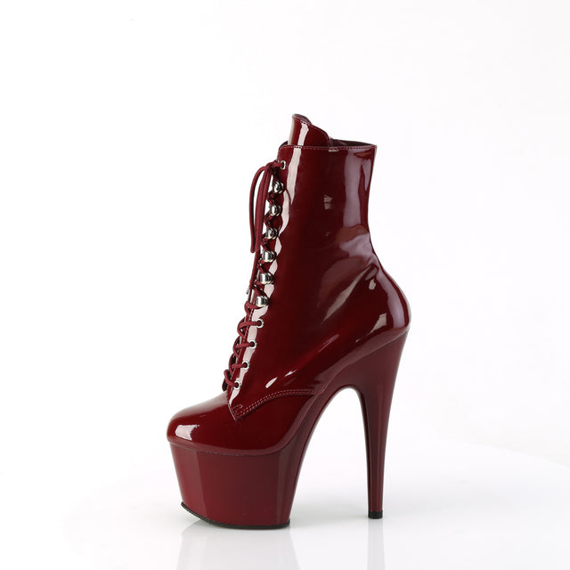 Adore 1020 Lace Up Ankle Boots Burgundy Patent - 7" High Heels Direct - Totally Wicked Footwear