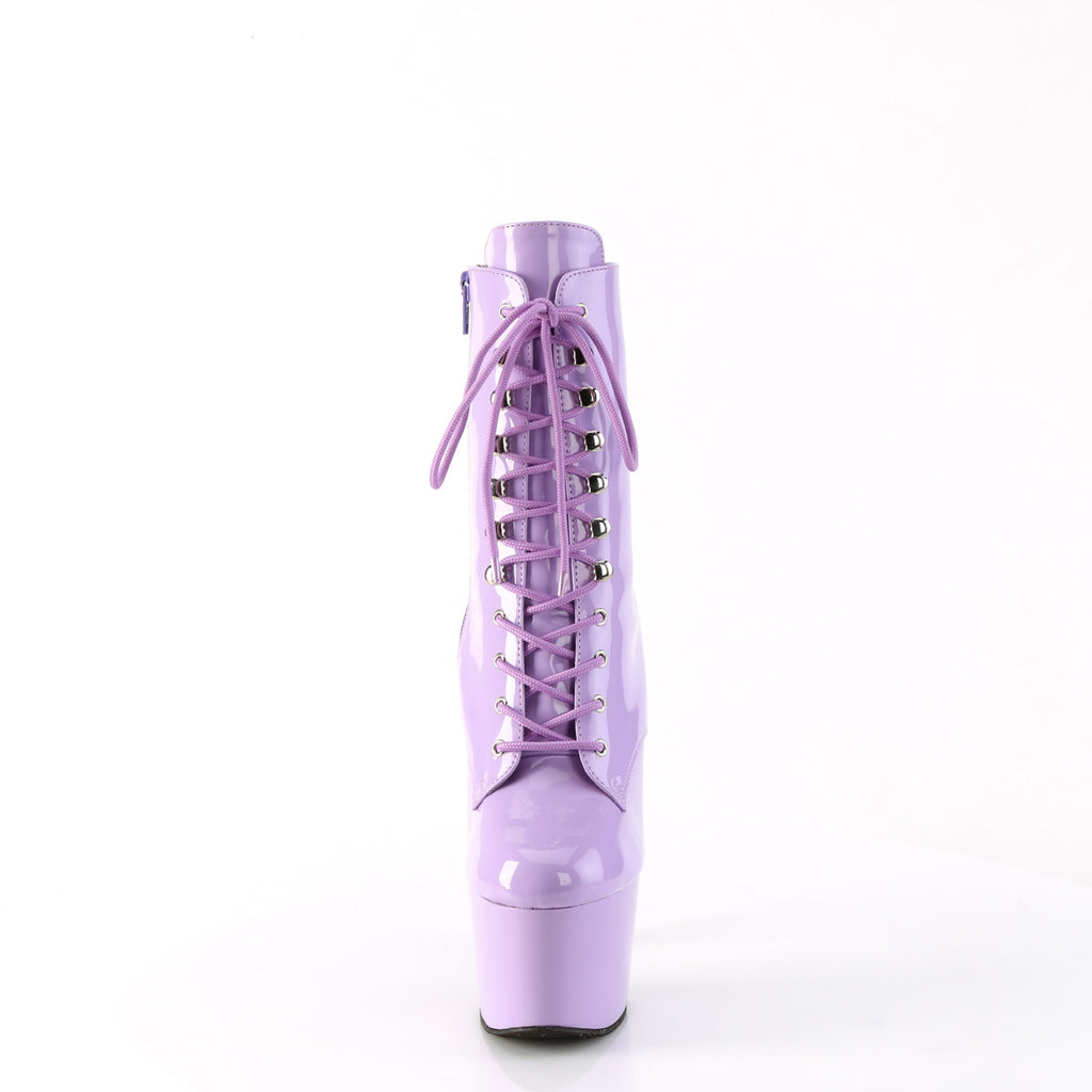 Adore 1020 Lace Up Ankle Boots Lavender Lilac Patent - 7" High Heels Direct - Totally Wicked Footwear
