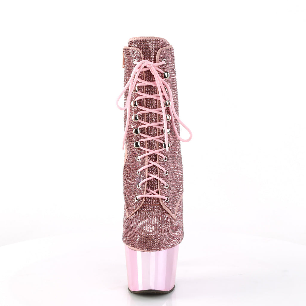 Adore 1020CHRS Baby Pink Rhinestone 7" Heel Platform Ankle Boots - Totally Wicked Footwear