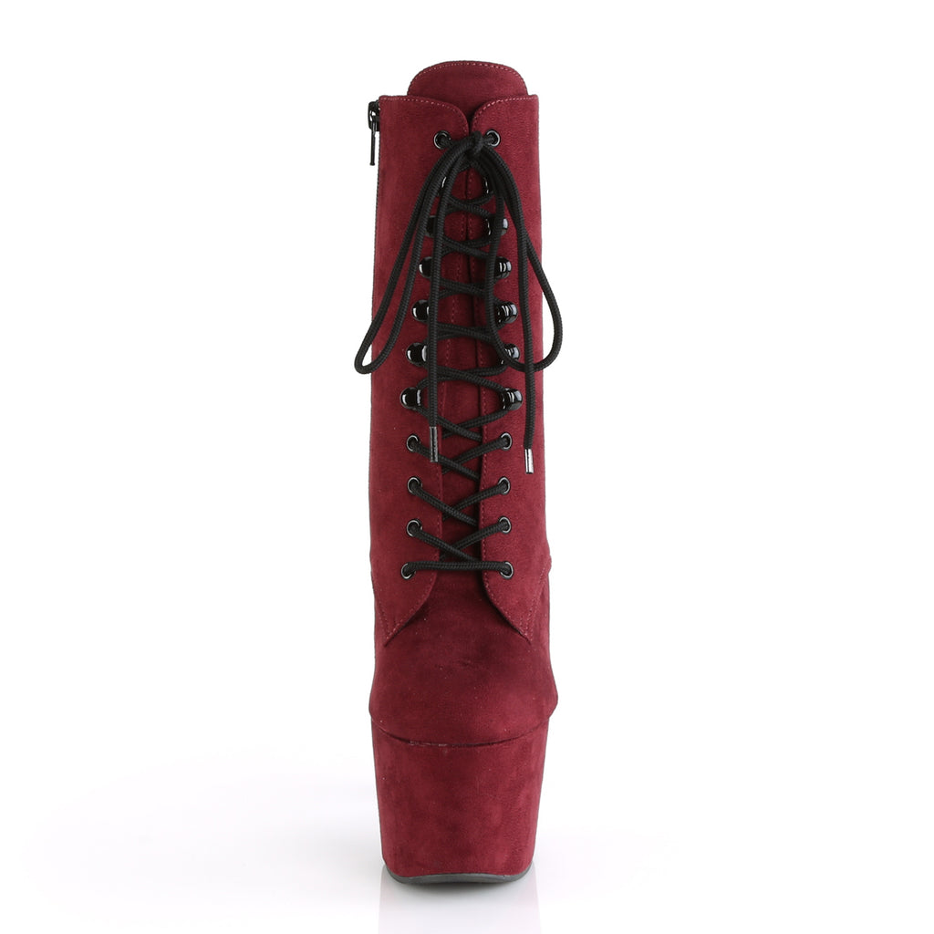 Adore 1020FS Burgundy Red Vegan Suede 7" Heel Platform Ankle Boots - Totally Wicked Footwear