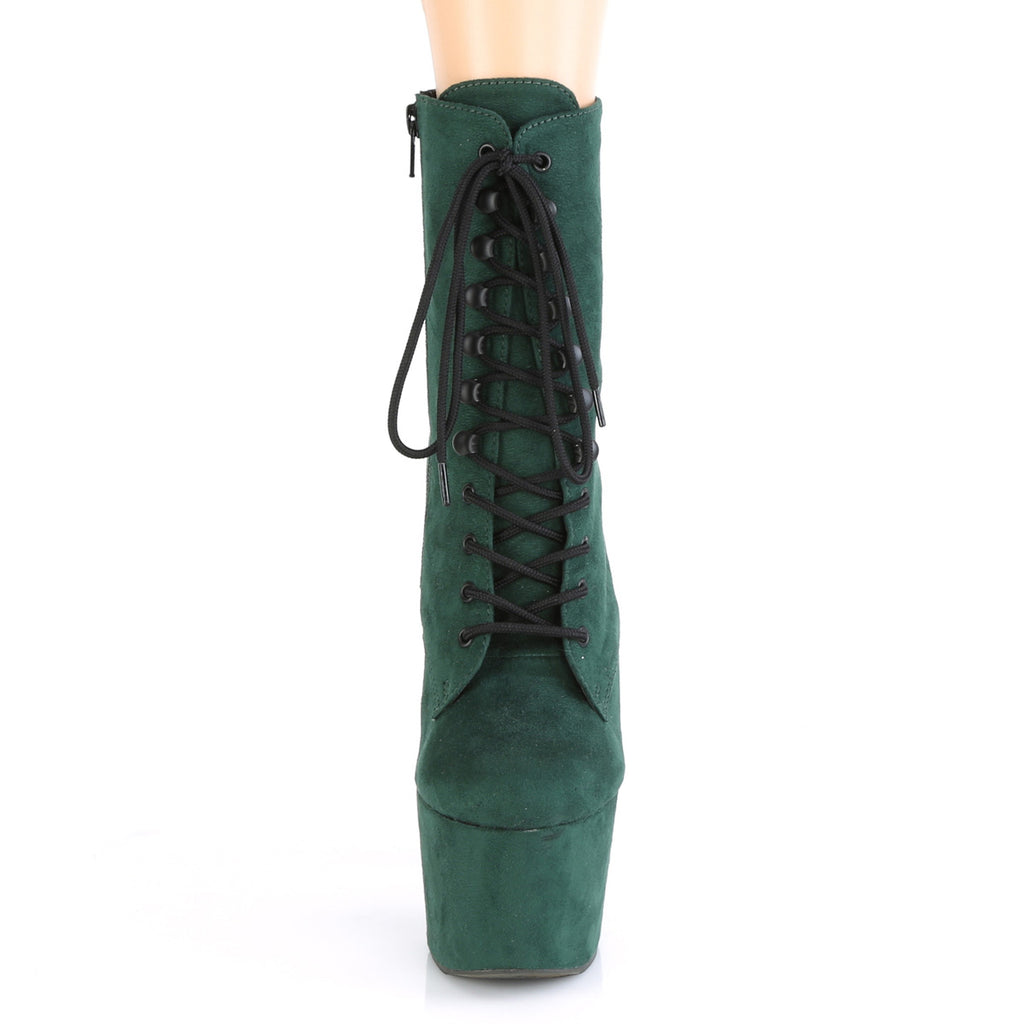 Adore 1020FS Green Vegan Suede 7" Heel Platform Ankle Boots - Totally Wicked Footwear
