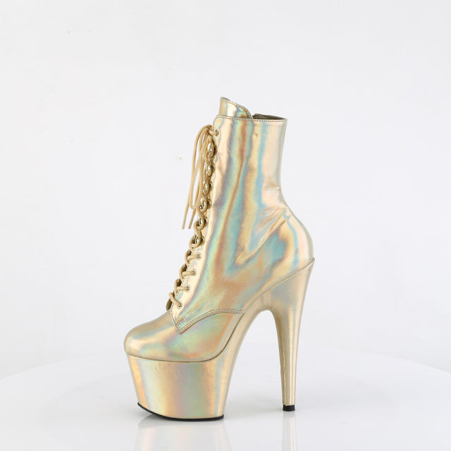 Adore 1020HG Lace Up Ankle Boots Gold Hologram - 7" High Heels Direct - Totally Wicked Footwear