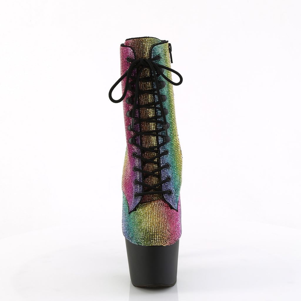 Adore 1020RS Rainbow Rhinestone 7" Heel Platform Ankle Boots - Direct - Totally Wicked Footwear