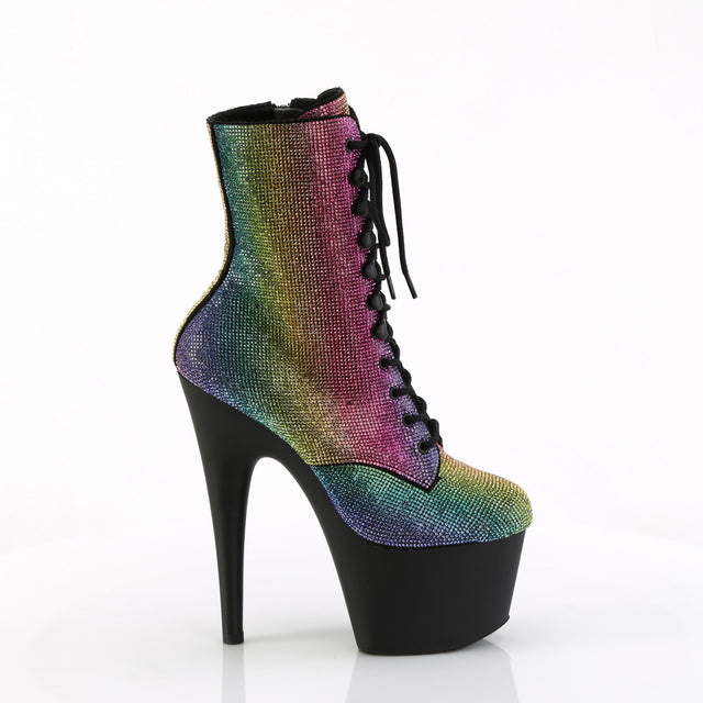 Adore 1020RS Rainbow Rhinestone 7" Heel Platform Ankle Boots - Direct - Totally Wicked Footwear
