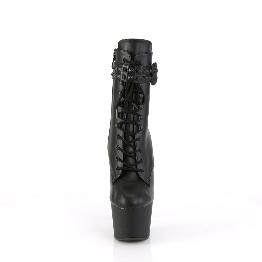 Adore 1020STR Lace Up Black Leatherette Platform Ankle Boot 7" Heel Direct - Totally Wicked Footwear