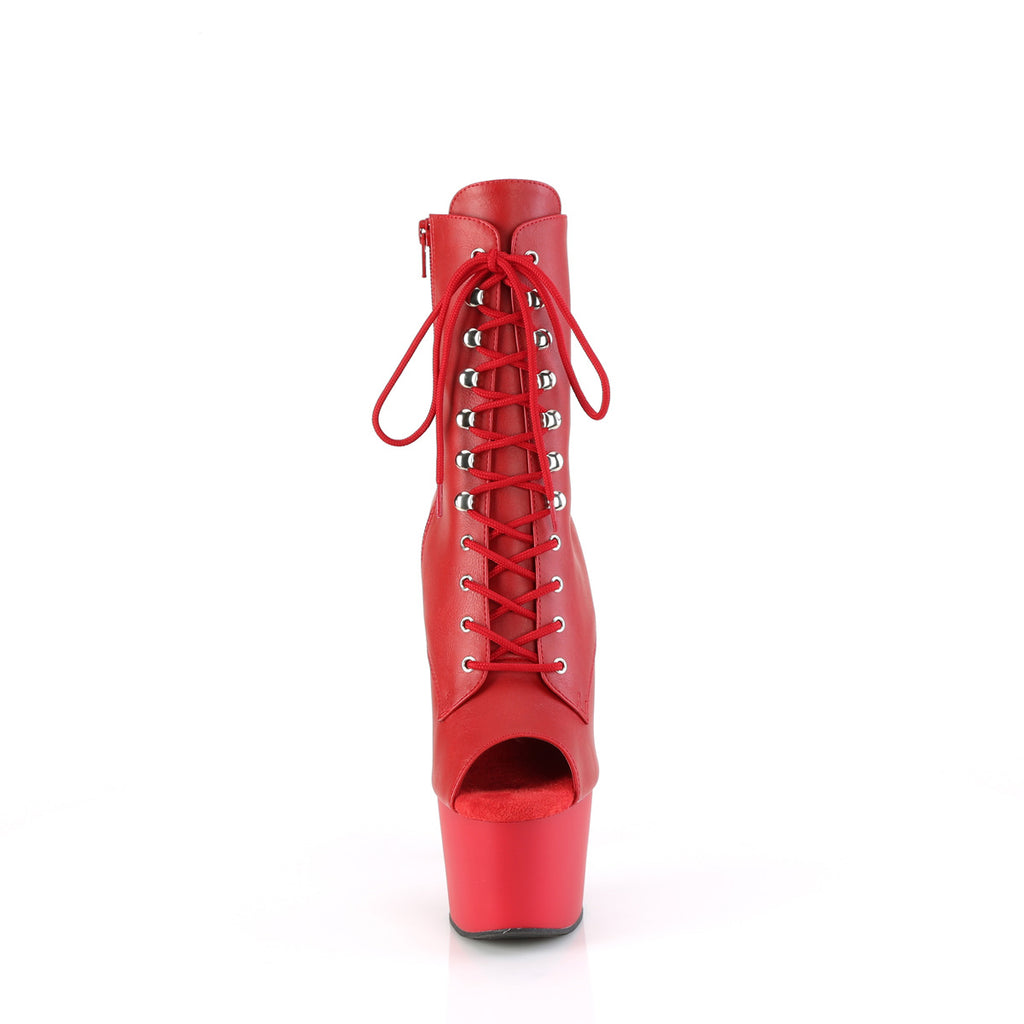 Adore 1021 Red Matte 7" Heel Platform Peep Toe Ankle Boots -Direct - Totally Wicked Footwear