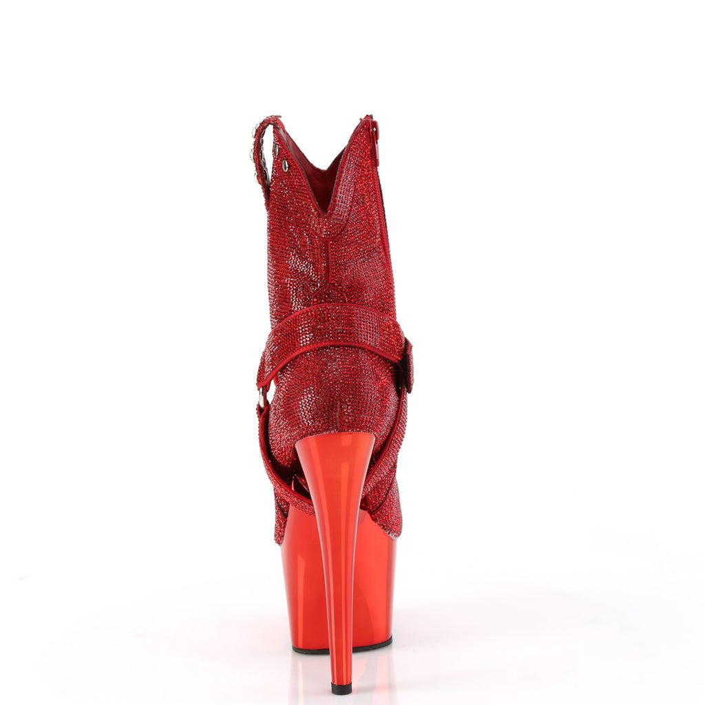 Adore 1029CHRS Red Rhinestone 7" Heel Platform Western Cowgirl Ankle Boots -Direct - Totally Wicked Footwear