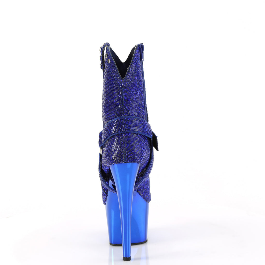 Adore 1029CHRS Blue Rhinestone 7" Heel Platform Western Cowgirl Ankle Boots -Direct - Totally Wicked Footwear