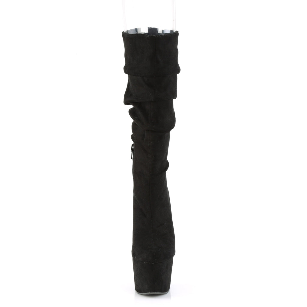 Adore 1061 Black Faux Suede Platform Heel Slouch Knee Boots - Totally Wicked Footwear
