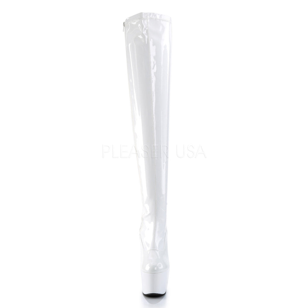 Adore 3000 Glossy White Stretch Over The Knee Platform Thigh Boot 7" Heels - Totally Wicked Footwear