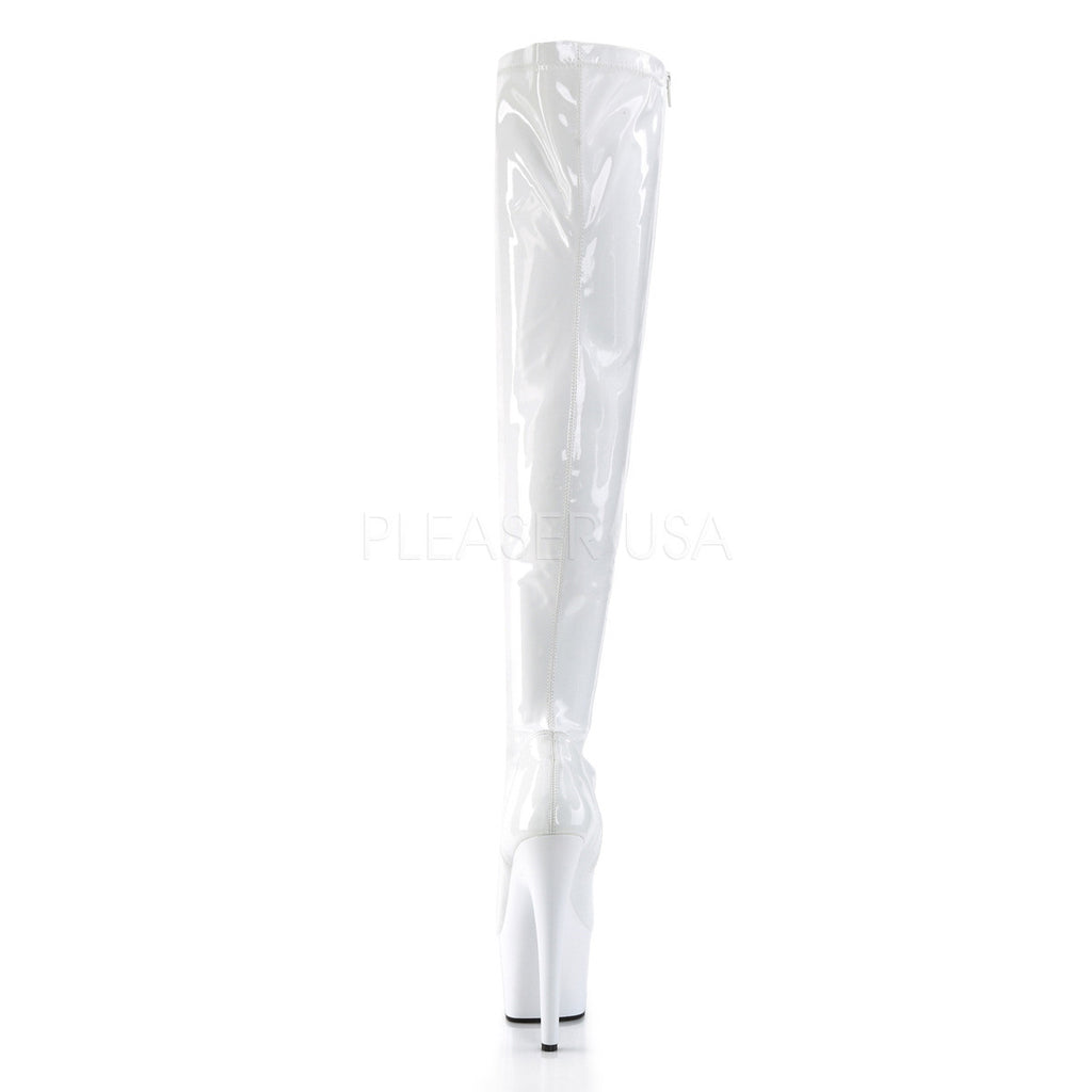 Adore 3000 Glossy White Stretch Over The Knee Platform Thigh Boot 7" Heels - Totally Wicked Footwear
