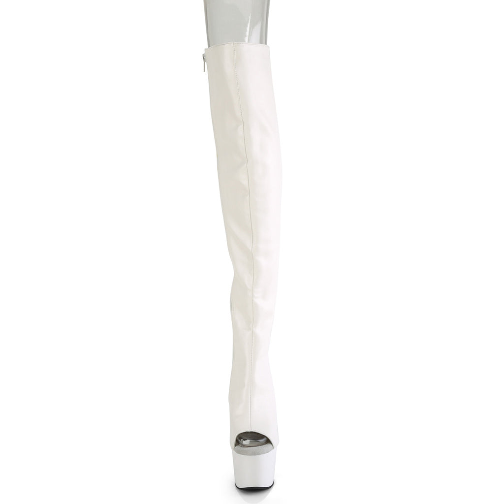 Adore 3019 White Matte Back Lace Thigh Boot Platform Heel - Direct - Totally Wicked Footwear