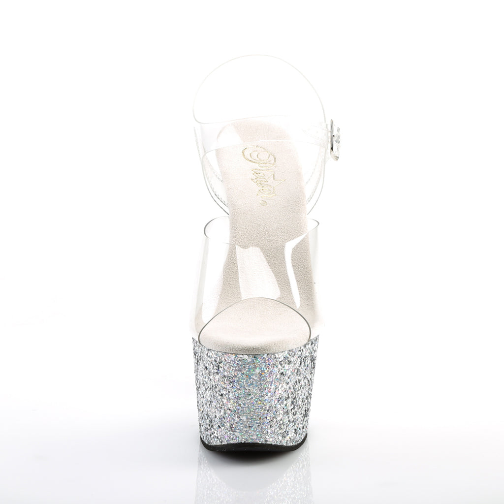Adore 708LG Silver Multi Glitter 7" High Heels - Totally Wicked Footwear