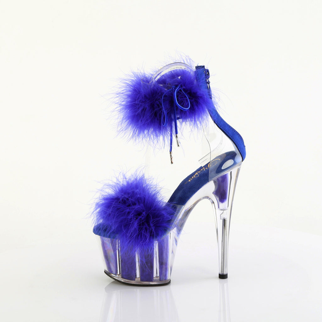 Adore 724F  Blue 7" High Heel Marabou Feather Sandals - Totally Wicked Footwear