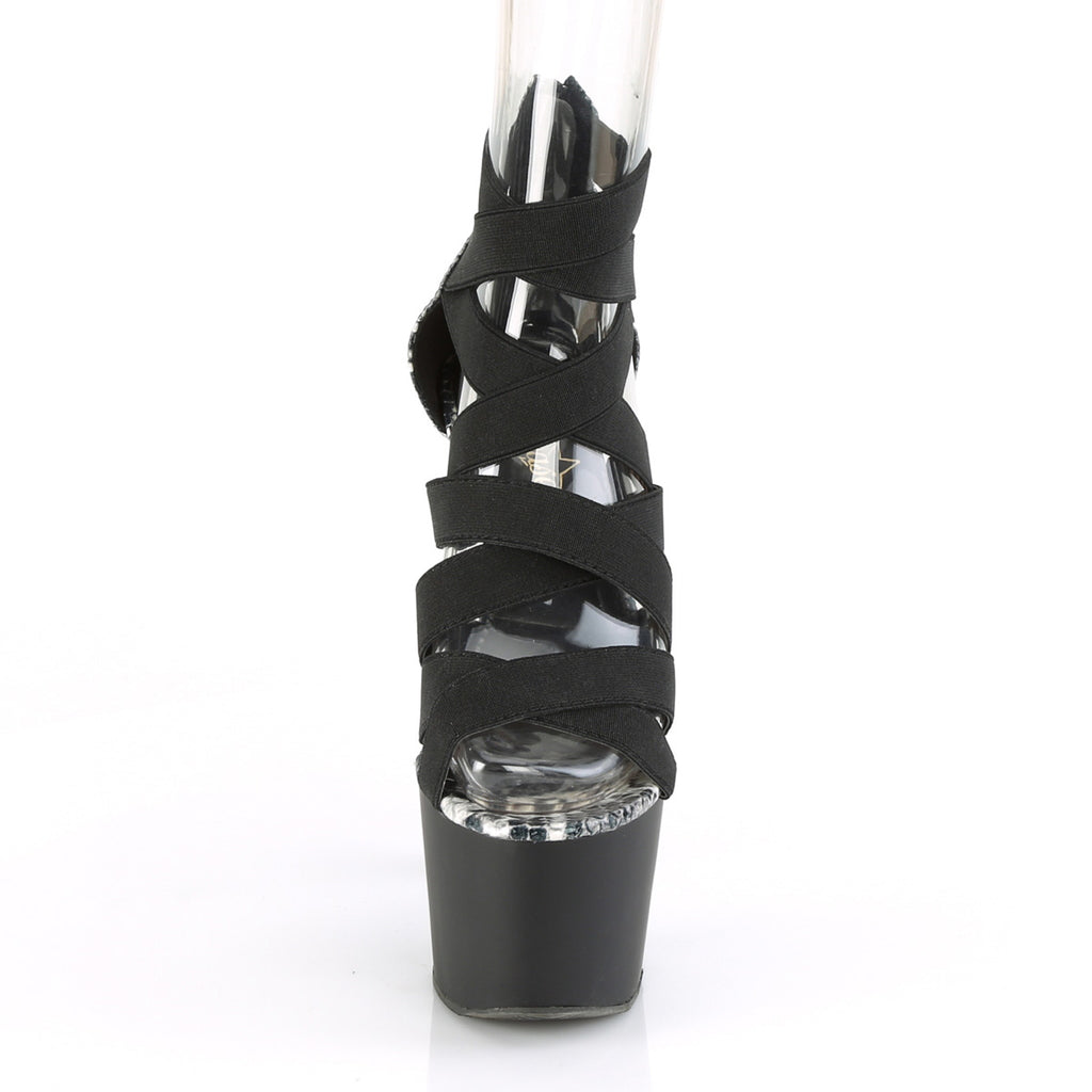 Adore 748SP 7" High Heel Bandage Strap Sandals - Black Snake - Totally Wicked Footwear