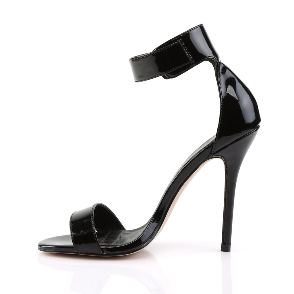 Amuse 10 Black Patent Ankle Cuff Single Sole Sandal 5" Heel - Direct - Totally Wicked Footwear