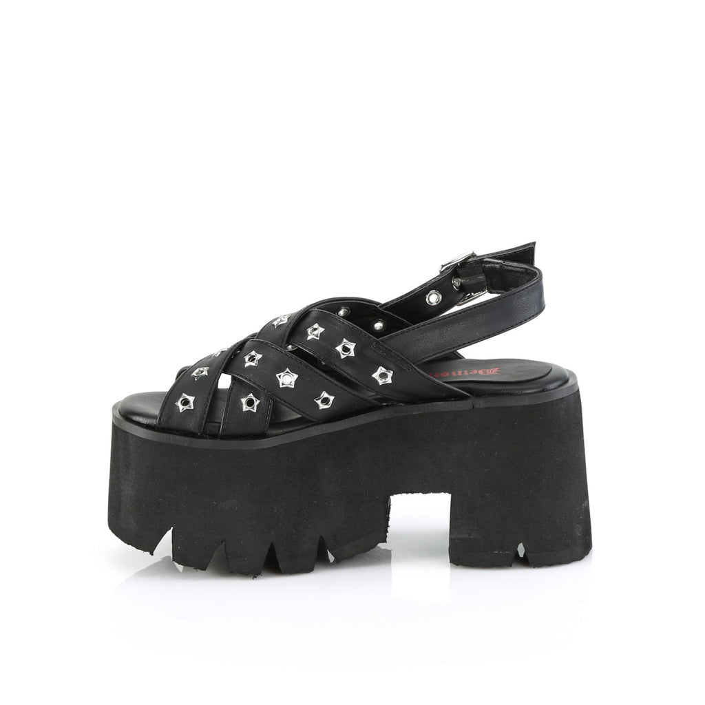 Ashes 12 Platform Sandals 3.5" Chunky  Heel Goth punk shoes  - Demonia Direct - Totally Wicked Footwear