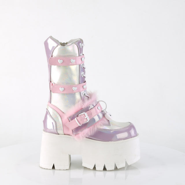 Ashes 120 Platform Lace Up Ankle Boots 3.5" Chunky High Heel 6-12 Pink - Totally Wicked Footwear