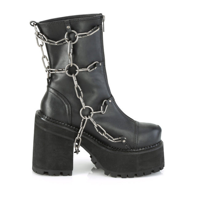 Assault 66 Chain Platform Ankle Boots - Totally Wicked Footwear