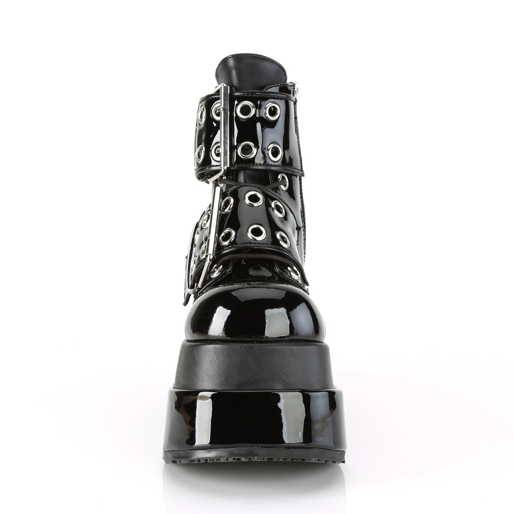 Bear 104 Black Platform Goth Big Buckle Ankle Boots  - Demonia Direct - Totally Wicked Footwear