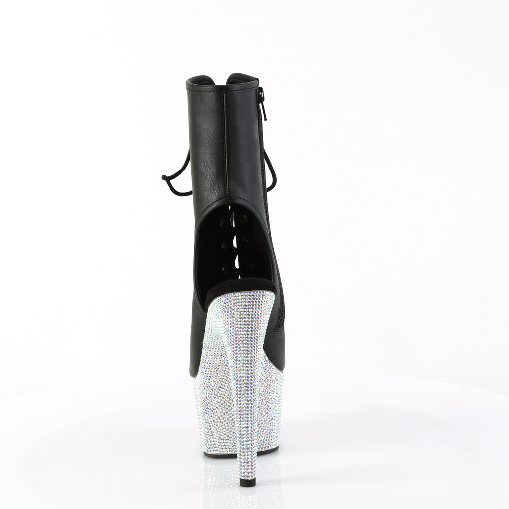 Bejeweled 1016-7 Black Peep Toe Ankle Boots Rhinestone Platform- Direct - Totally Wicked Footwear