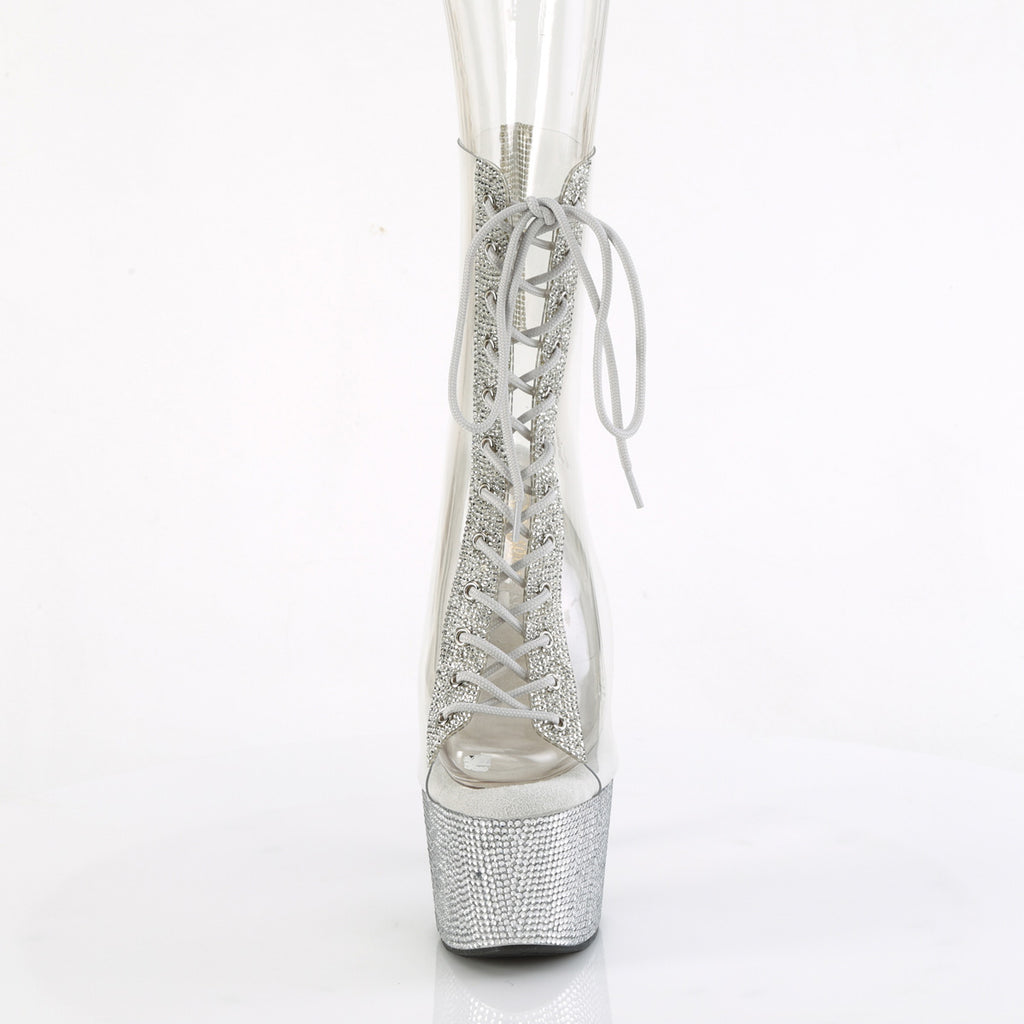 Bejeweled 1016C-2-7 Peep Toe Ankle Boots Rhinestone Platform- Direct - Totally Wicked Footwear