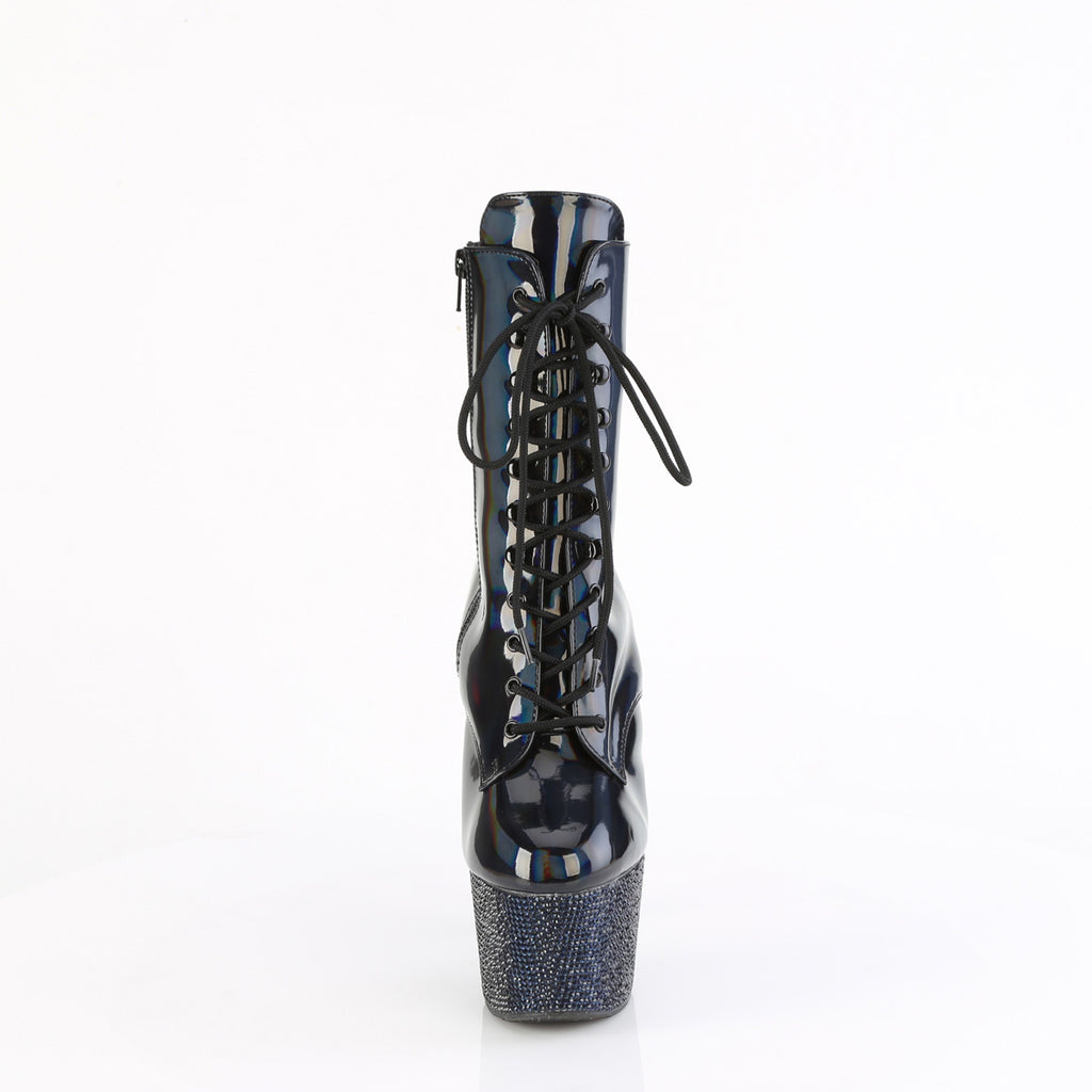 Bejeweled 1020-7 Patent & Rhinestones Heels / Platform Ankle Boots Black -Direct - Totally Wicked Footwear