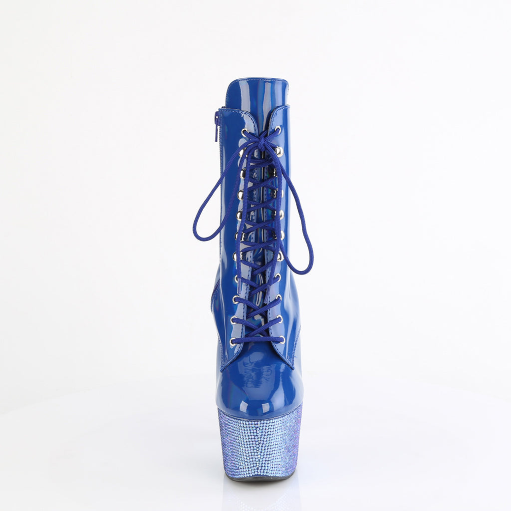 Bejeweled 1020-7 Patent & Rhinestones Heels / Platform Ankle Boots Blue -Direct - Totally Wicked Footwear