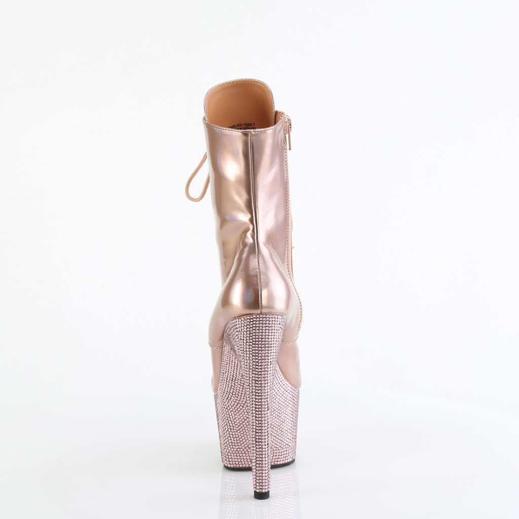 Bejeweled 1020-7 Patent & Rhinestones Heels / Platform Ankle Boots Rose Gold -Direct - Totally Wicked Footwear