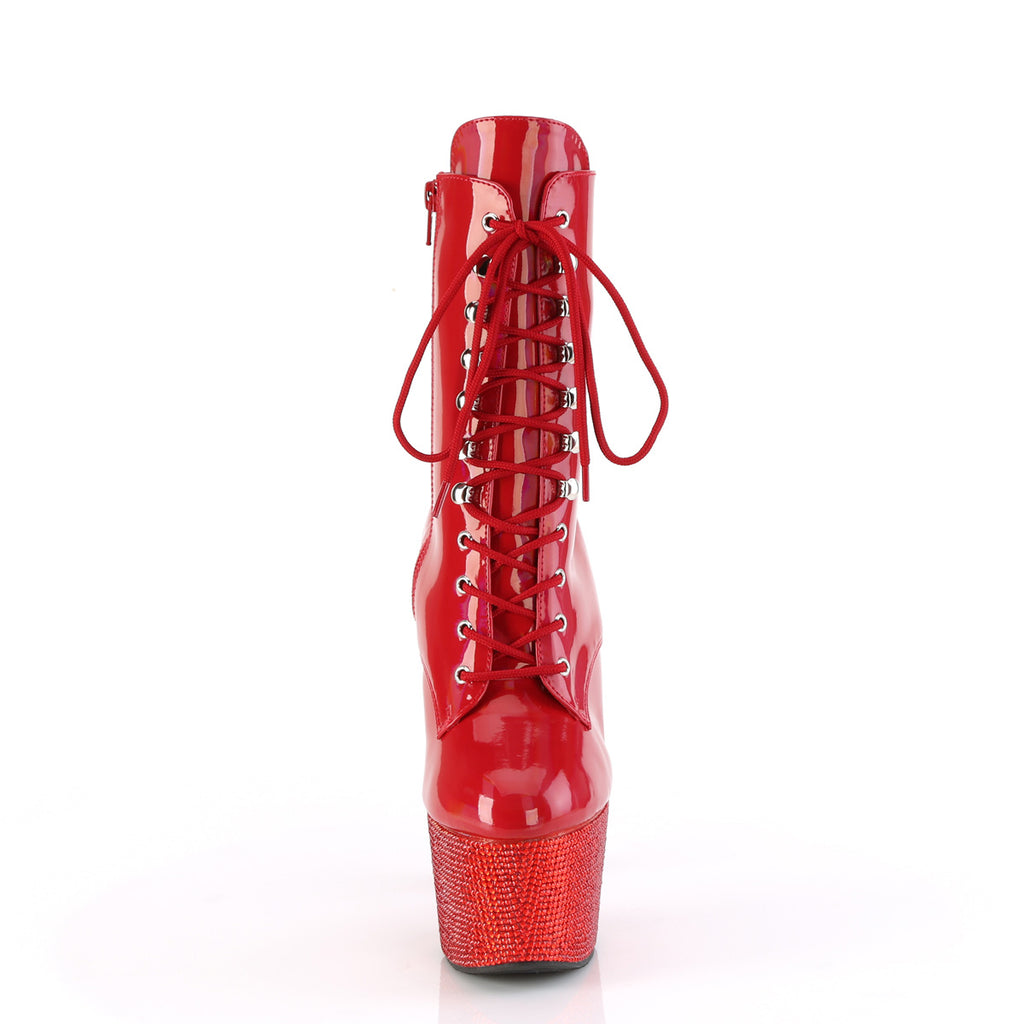Bejeweled 1020-7 Patent & Rhinestones Heels / Platform Ankle Boots Red -Direct - Totally Wicked Footwear
