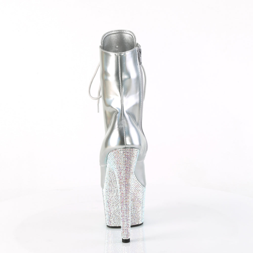 Bejeweled 1020-7 Patent & Rhinestones Heels / Platform Ankle Boots Silver -Direct - Totally Wicked Footwear