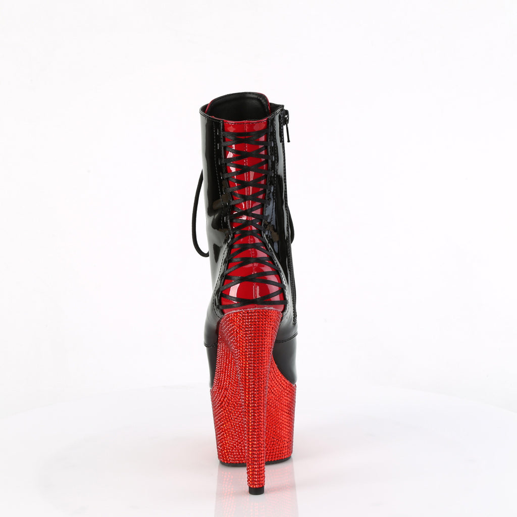 Bejeweled 1020FH-7 Patent & Rhinestones Heels / Platform Ankle Boots Red -Direct - Totally Wicked Footwear