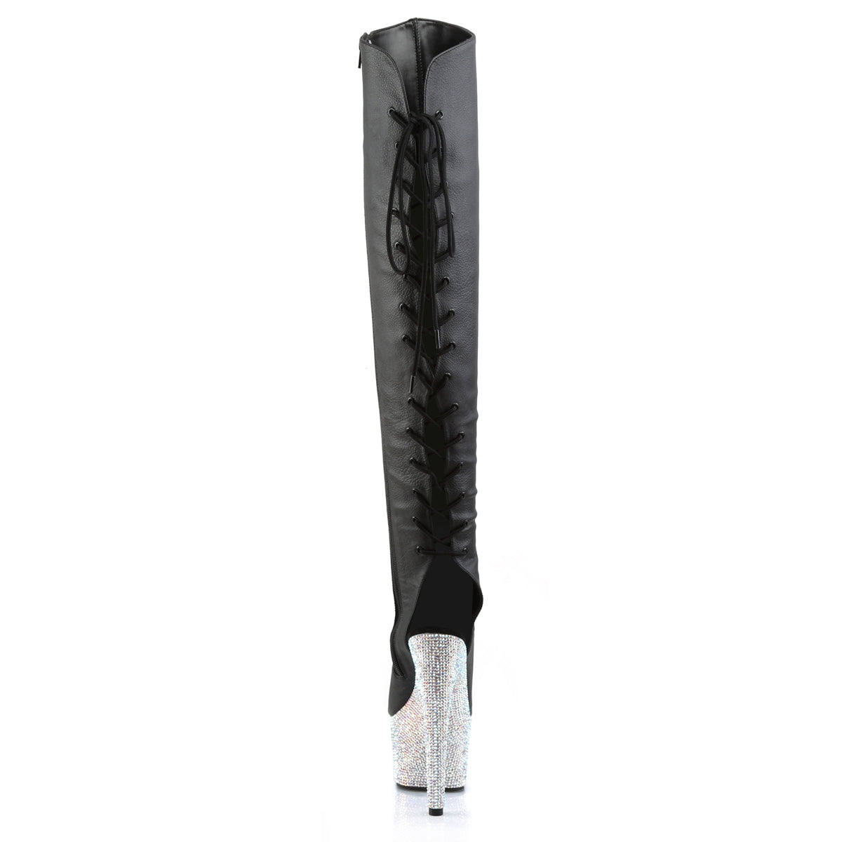 Bejeweled 3019DM-7 Black 7" Rhinestone Heel / Platform Thigh Boots -Direct - Totally Wicked Footwear