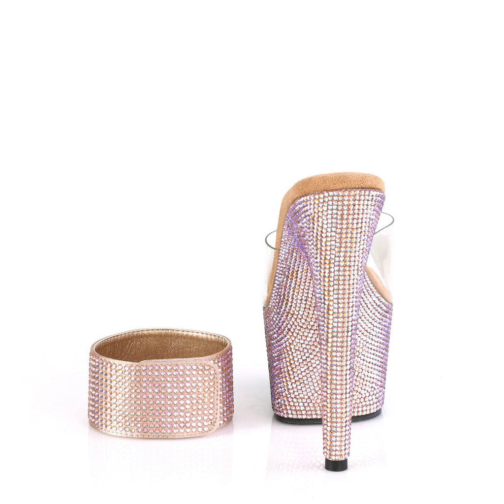 Bejeweled 812 Rose Gold Iridescent Rhinestone Ankle Cuff Platform Shoes - Totally Wicked Footwear