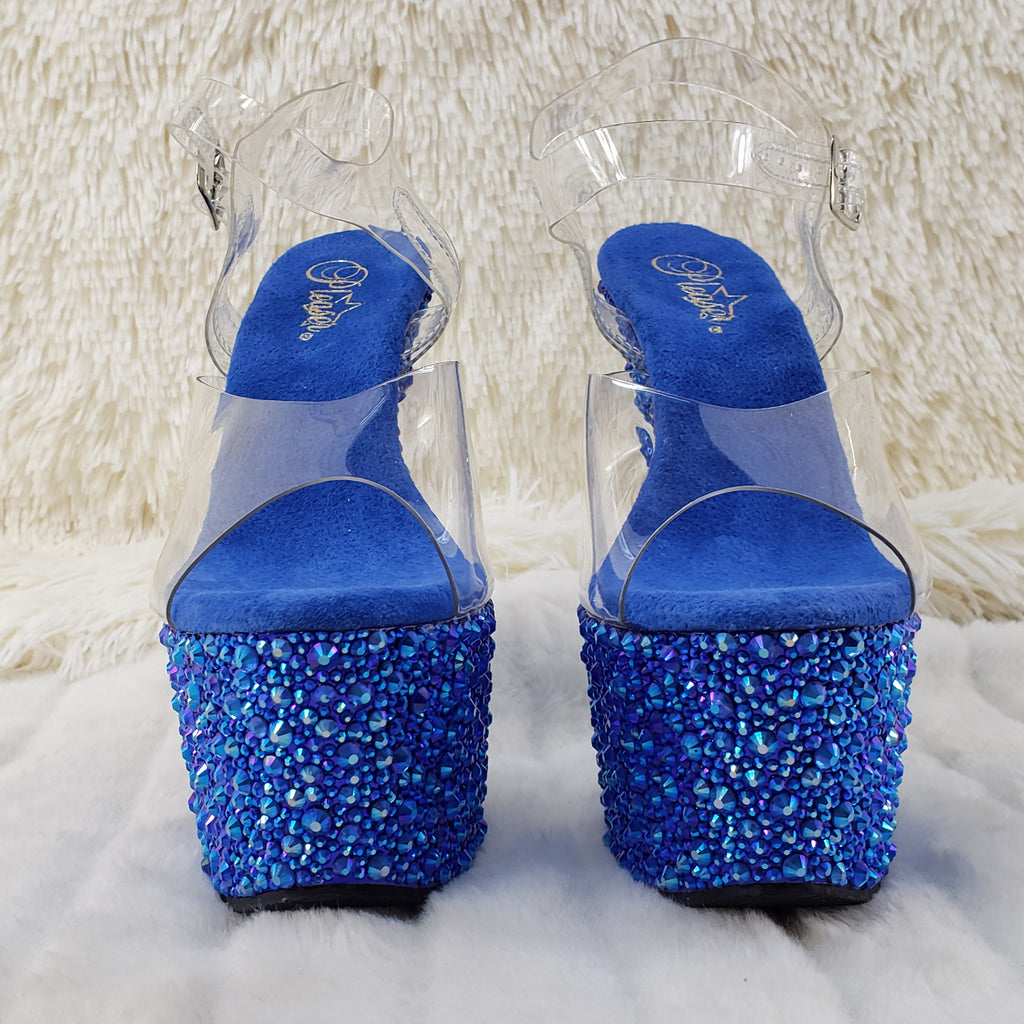 Bejeweled 708MS Blue Rhinestone Platform  7" High Heel Shoes Sizes 9 & 10 - Totally Wicked Footwear