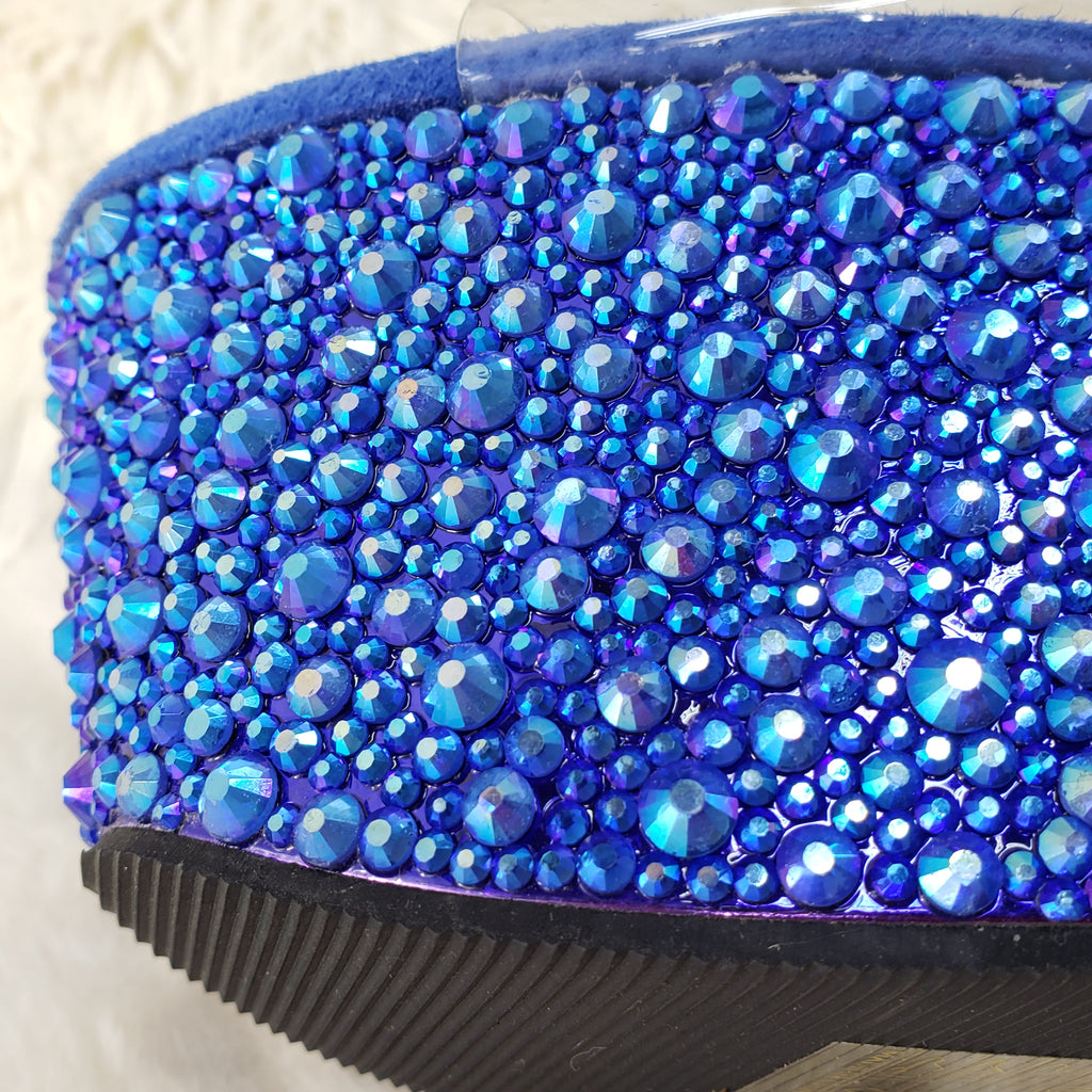 Bejeweled 708MS Blue Rhinestone Platform  7" High Heel Shoes Sizes 9 & 10 - Totally Wicked Footwear