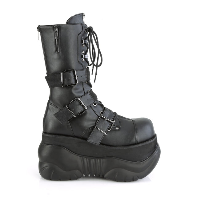 Boxer 230 Black Matte Vegan Leather Mens Platform Boots - Demonia Direct - Totally Wicked Footwear