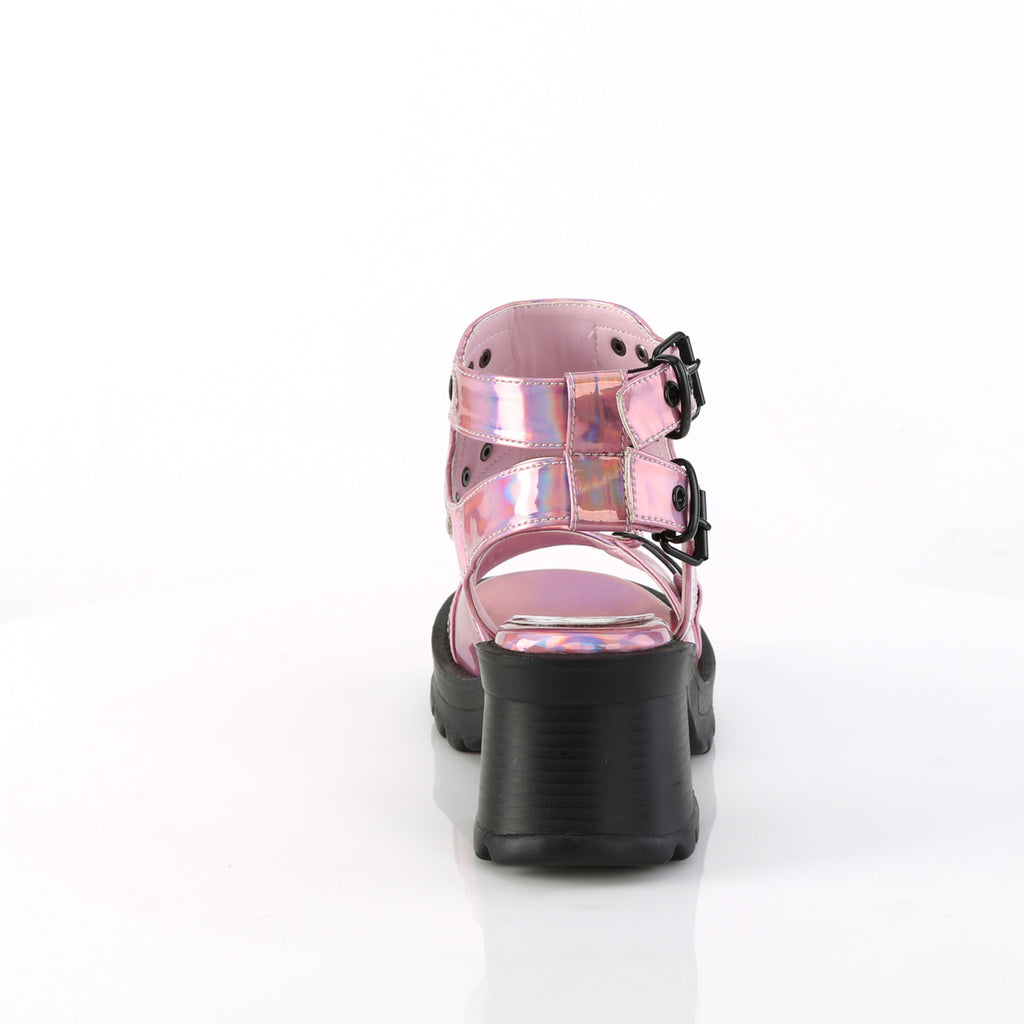 Bratty 07 Goth Sandals Pink Hologram  - Demonia Direct - Totally Wicked Footwear