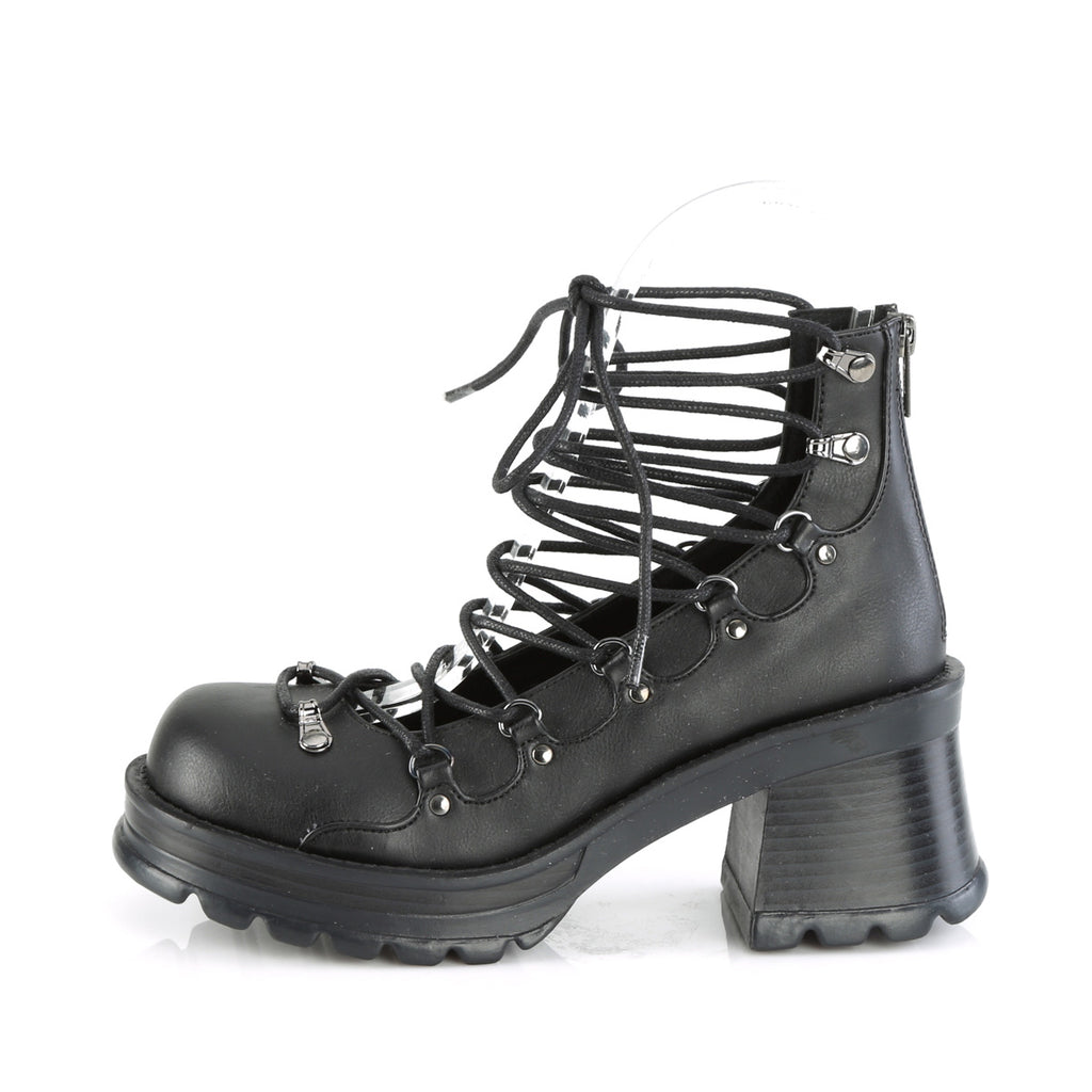 Bratty 32 Black Matte Goth Punk Rock Platform Sandals- Demonia Direct - Totally Wicked Footwear