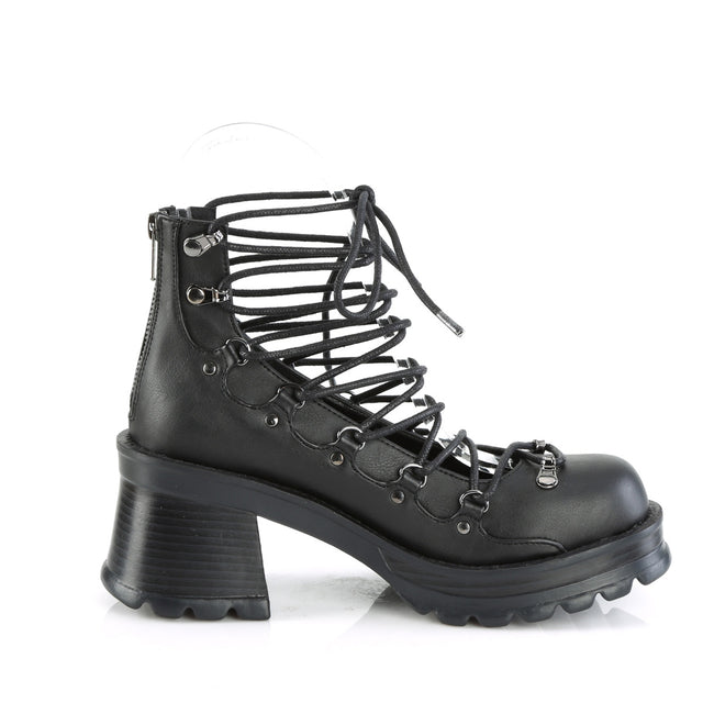 Bratty 32 Black Matte Goth Punk Rock Platform Sandals- Demonia Direct - Totally Wicked Footwear