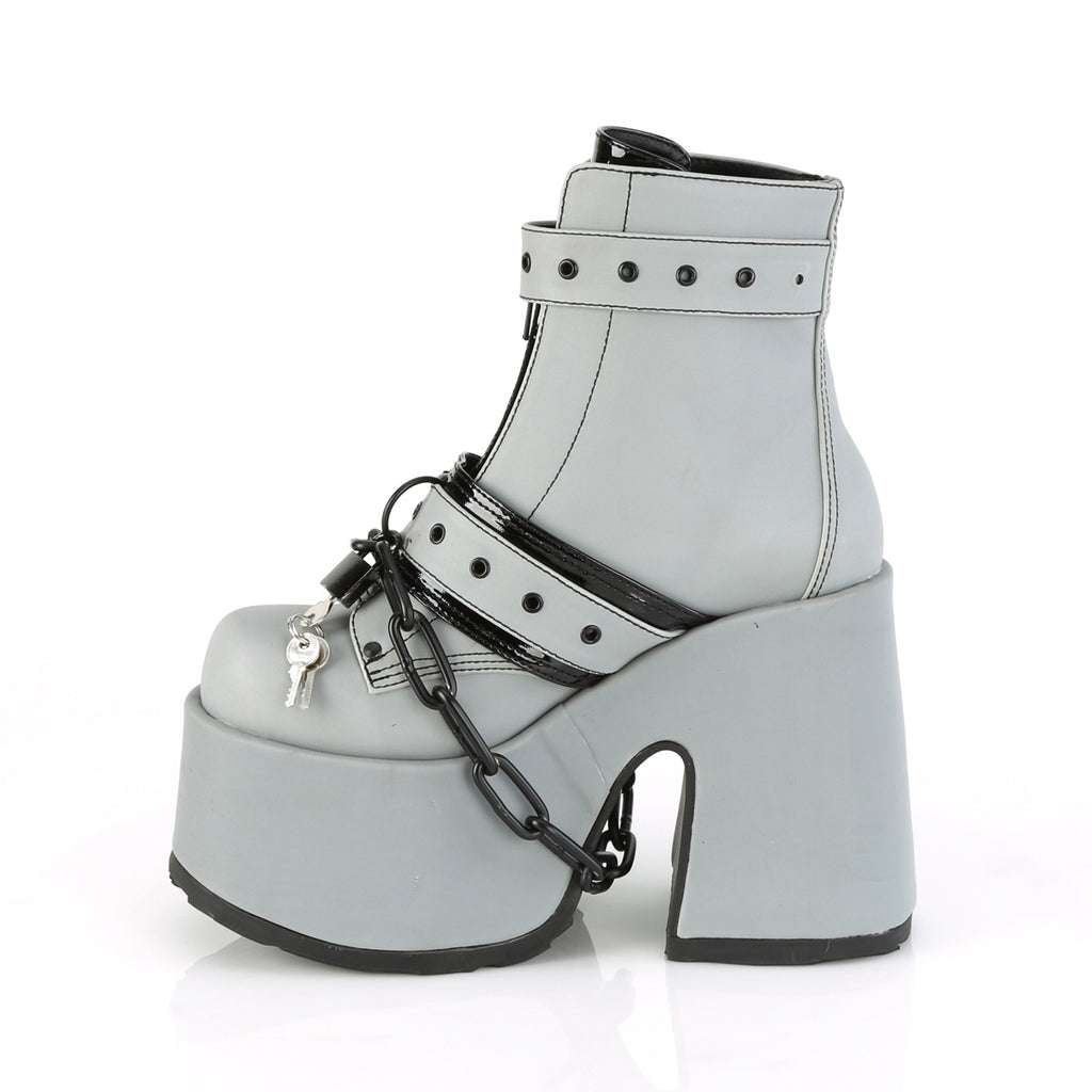 Camel 205 Gray Reflective Chain Strap Goth Platform Boot 6-12 - Totally Wicked Footwear