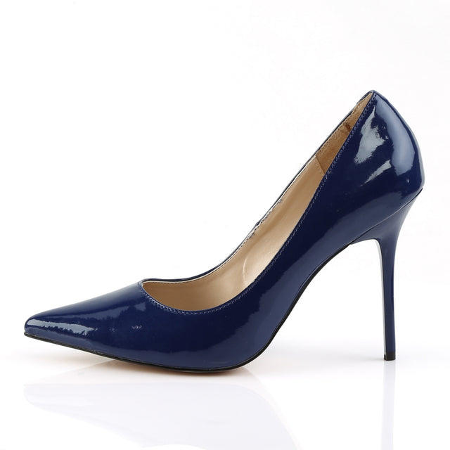 Classique 20 Navy Blue Patent Pump 4" Heels - Direct - Totally Wicked Footwear